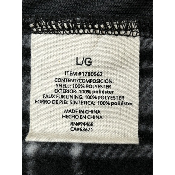 Sage Collective Black Sherpa Fleece Zip Up Vest Size L Plaid Lined Pockets - Picture 8 of 10